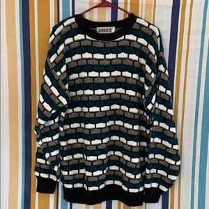 Amazing Vintage Jordache Teal White Knit Sweater